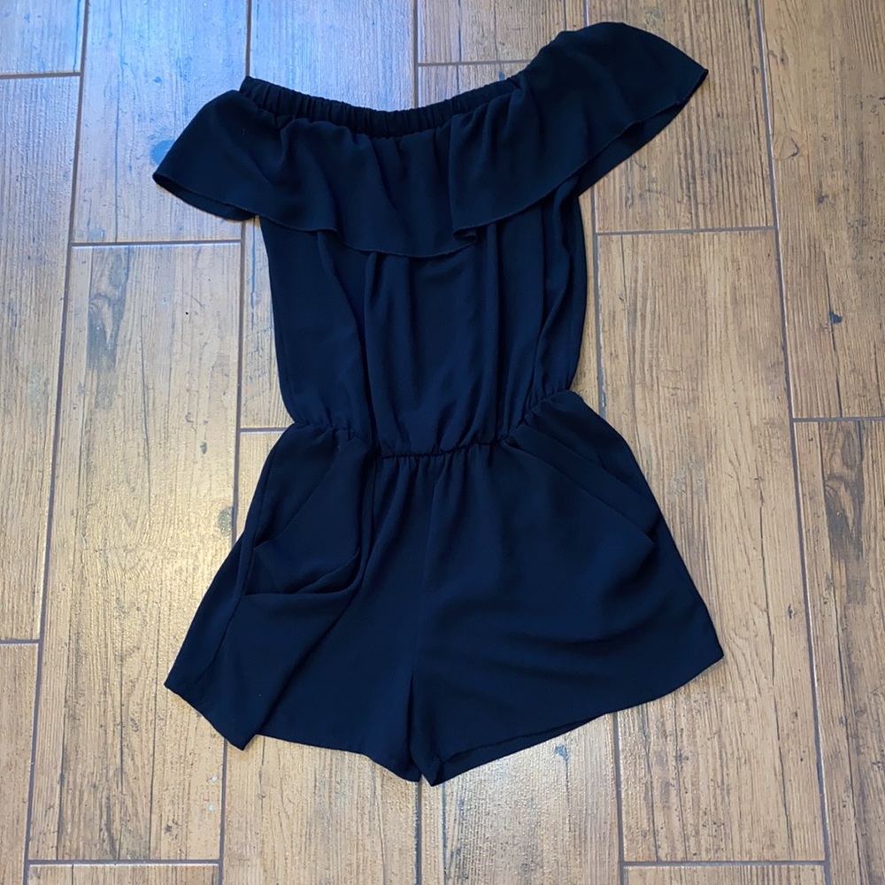 Woman’s Small Off the Shoulder Black Romper